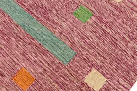 handmade Modern Kilim Purple Blue Hand-Woven RUNNER 100% WOOL area rug 3x10