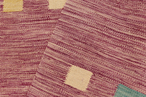 handmade Modern Kilim Purple Blue Hand-Woven RUNNER 100% WOOL area rug 3x10