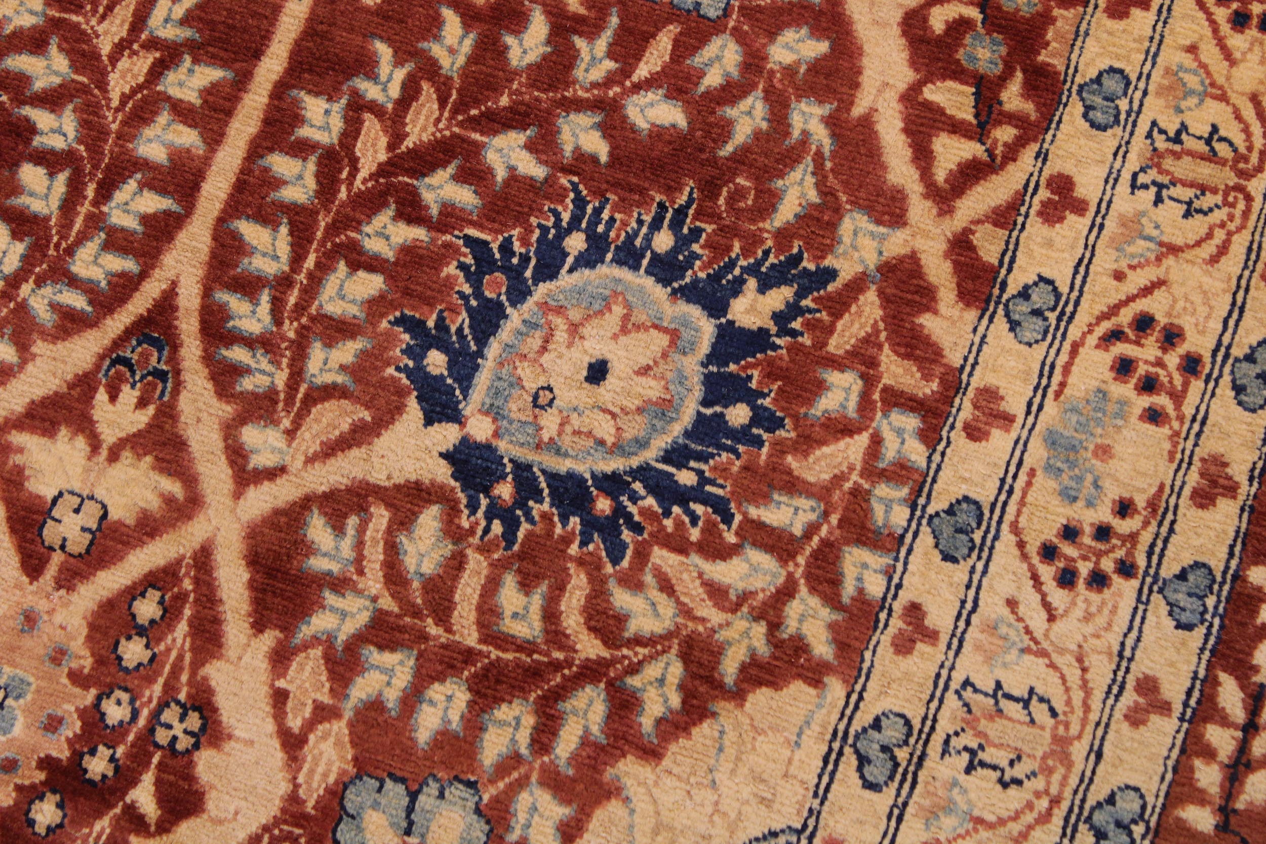 handmade Transitional Tabrizjalil Maroon Blue Hand Knotted RECTANGLE 100% WOOL area rug 9 x 12