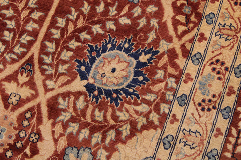 handmade Transitional Tabrizjalil Maroon Blue Hand Knotted RECTANGLE 100% WOOL area rug 9 x 12