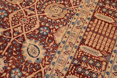 handmade Transitional Tabrizjalil Maroon Blue Hand Knotted RECTANGLE 100% WOOL area rug 9x12