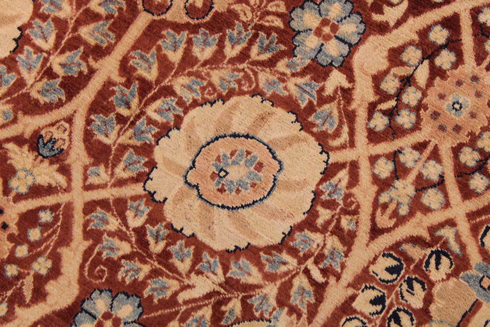 handmade Transitional Tabrizjalil Maroon Blue Hand Knotted RECTANGLE 100% WOOL area rug 9x12