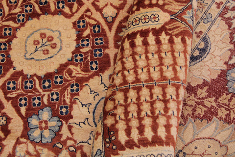 handmade Transitional Tabrizjalil Maroon Blue Hand Knotted RECTANGLE 100% WOOL area rug 9x12