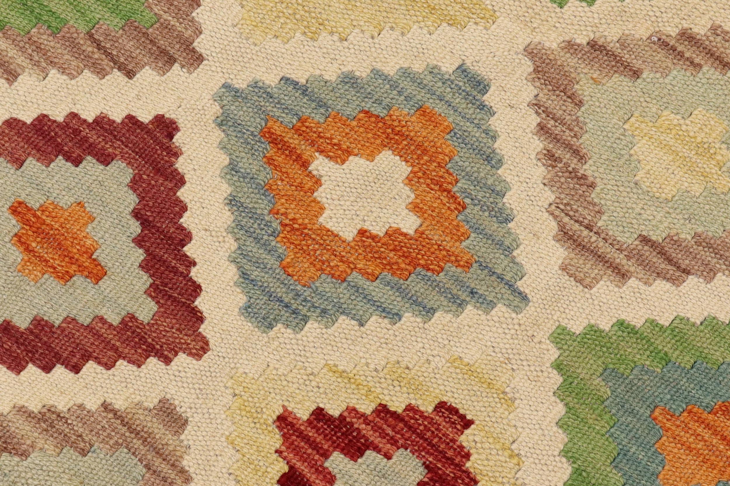 handmade Geometric Kilim Beige Blue Hand-Woven RECTANGLE 100% WOOL area rug 7 x 10