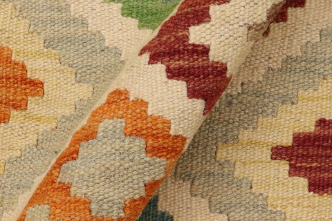 handmade Geometric Kilim Beige Blue Hand-Woven RECTANGLE 100% WOOL area rug 7 x 10
