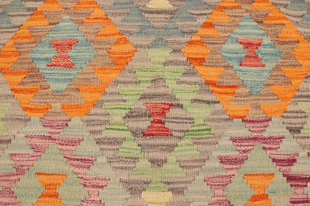 Flat Weave Kilim Antique Navaho Vintage handmade Geometric Kilim Gray Beige Hand-Woven Rectangle 100% Wool Area Rug 5x6 