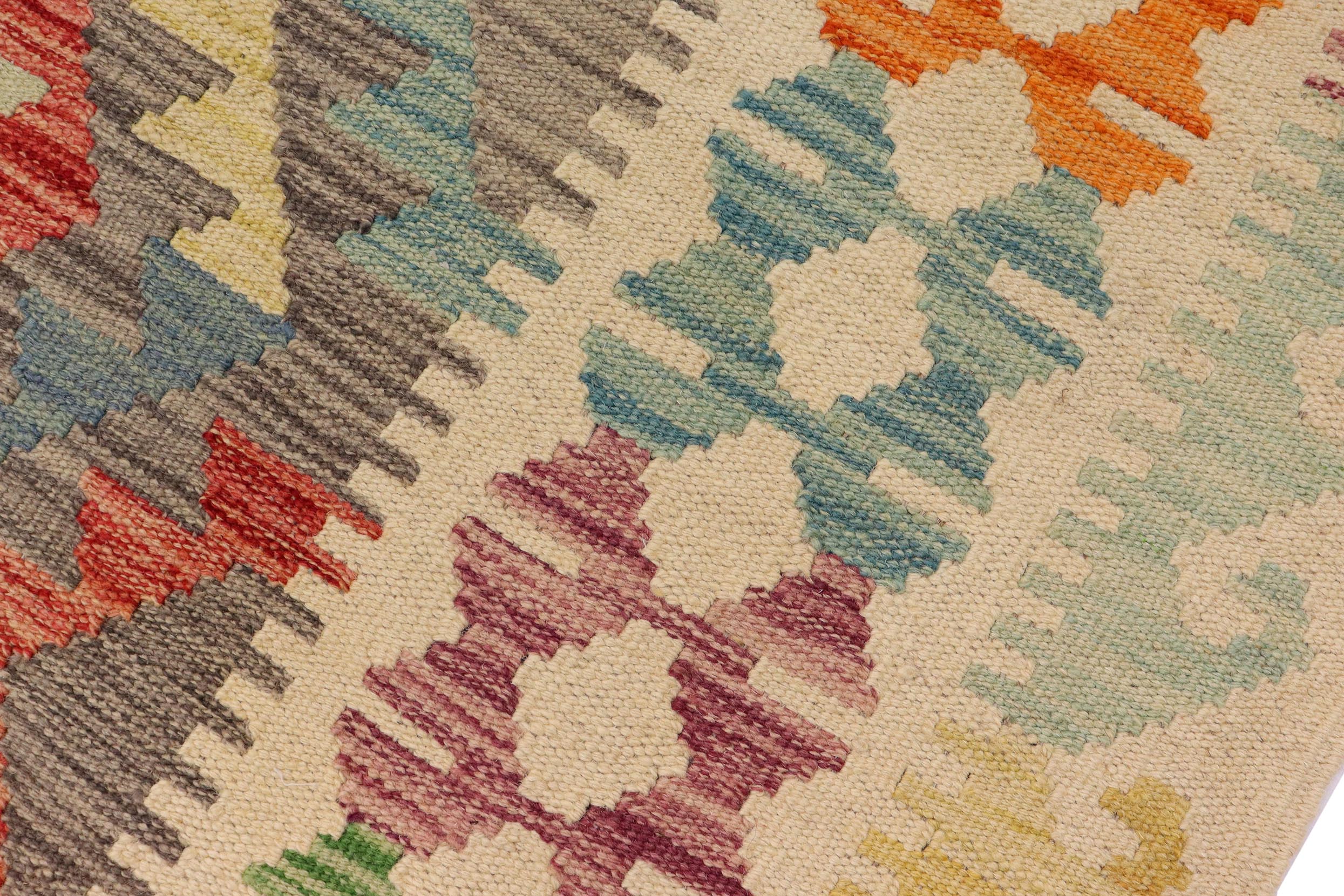 handmade Geometric Kilim Gray Beige Hand-Woven RECTANGLE 100% WOOL area rug 5x6