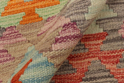 handmade Geometric Kilim Gray Beige Hand-Woven RECTANGLE 100% WOOL area rug 5x6