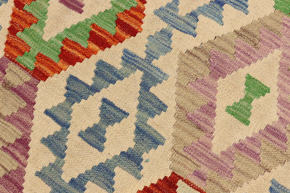 handmade Geometric Kilim Beige Rust Hand-Woven RECTANGLE 100% WOOL area rug 6 x 7