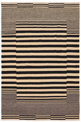 Flat Weave Kilim Antique Navaho Vintage handmade Modern Kilim Beige Black Hand-Woven Rectangle 100% Wool Area Rug 7x11 