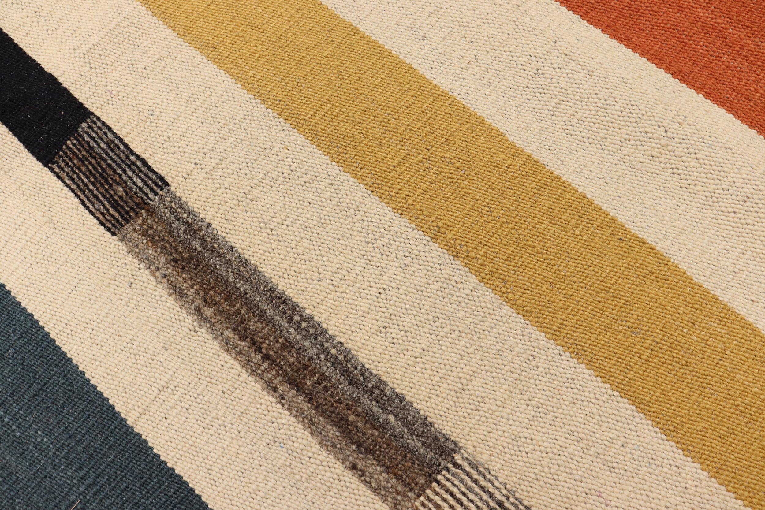 handmade Modern Kilim Beige Rust Hand-Woven RECTANGLE 100% WOOL area rug 8x10