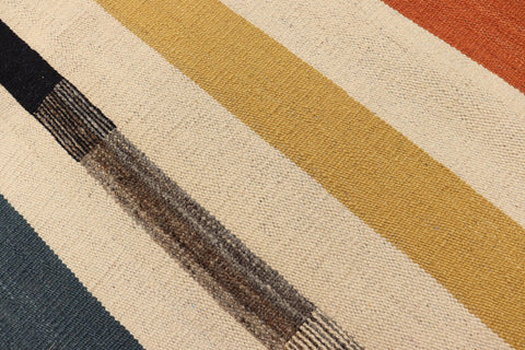 handmade Modern Kilim Beige Rust Hand-Woven RECTANGLE 100% WOOL area rug 8x10
