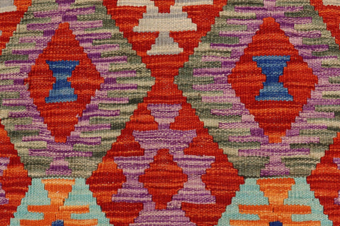handmade Geometric Kilim Rust Beige Hand-Woven RUNNER 100% WOOL area rug 3 x 13