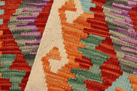 handmade Geometric Kilim Rust Beige Hand-Woven RUNNER 100% WOOL area rug 3 x 13
