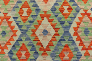 handmade Geometric Kilim Blue Rust Hand-Woven RECTANGLE 100% WOOL area rug 4 x 6