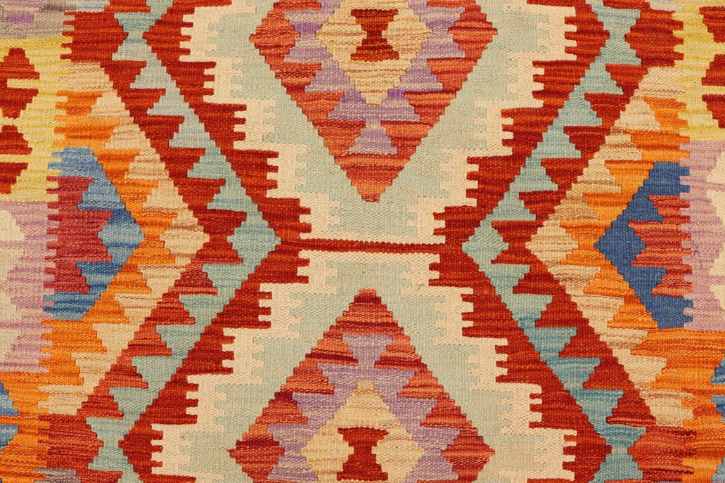Flat Weave Kilim Antique Navaho Vintage handmade Geometric Kilim Rust Blue Hand-Woven Rectangle 100% Wool Area Rug 4x6 