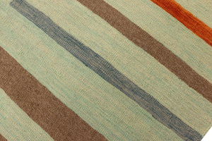 handmade Modern Kilim Blue Rust Hand-Woven RECTANGLE 100% WOOL area rug 9x12