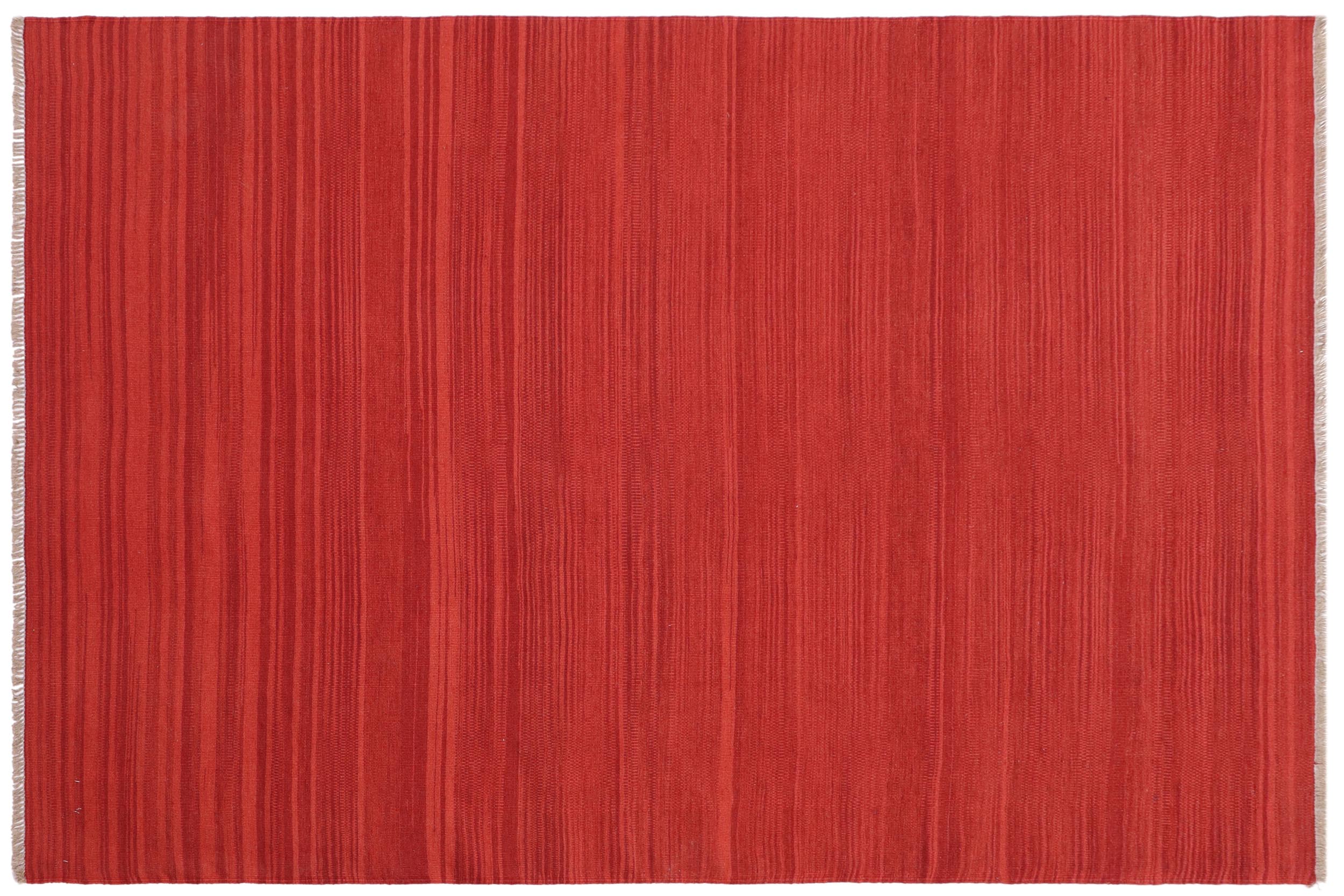 handmade Modern Kilim Red Red Hand-Woven RECTANGLE 100% WOOL area rug 6' x 9'