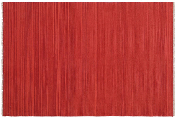 handmade Modern Kilim Red Red Hand-Woven RECTANGLE 100% WOOL area rug 6' x 9'
