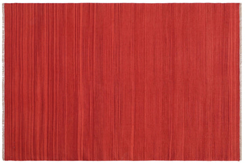 handmade Modern Kilim Red Red Hand-Woven RECTANGLE 100% WOOL area rug 6' x 9'