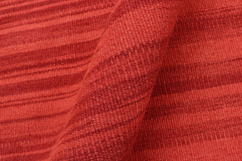 handmade Modern Kilim Red Red Hand-Woven RECTANGLE 100% WOOL area rug 6' x 9'
