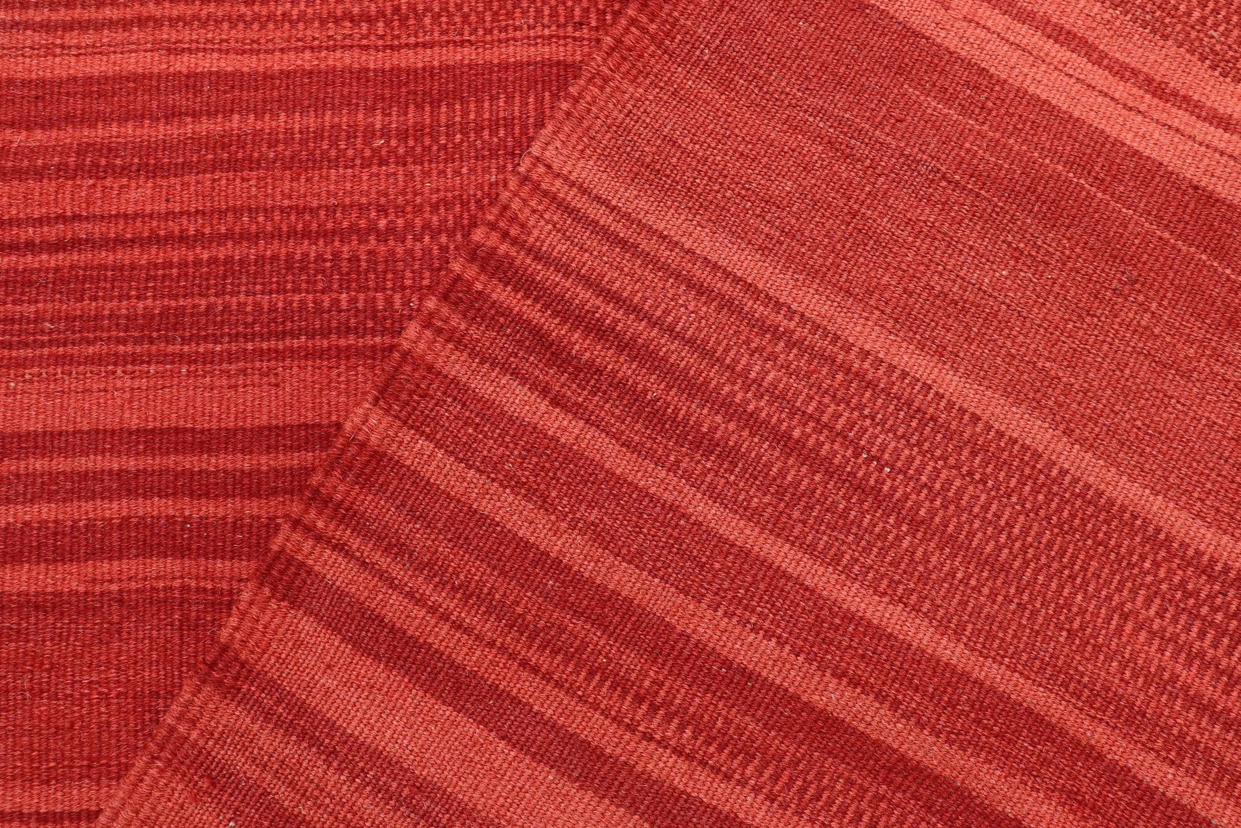 handmade Modern Kilim Red Red Hand-Woven RECTANGLE 100% WOOL area rug 6' x 9'