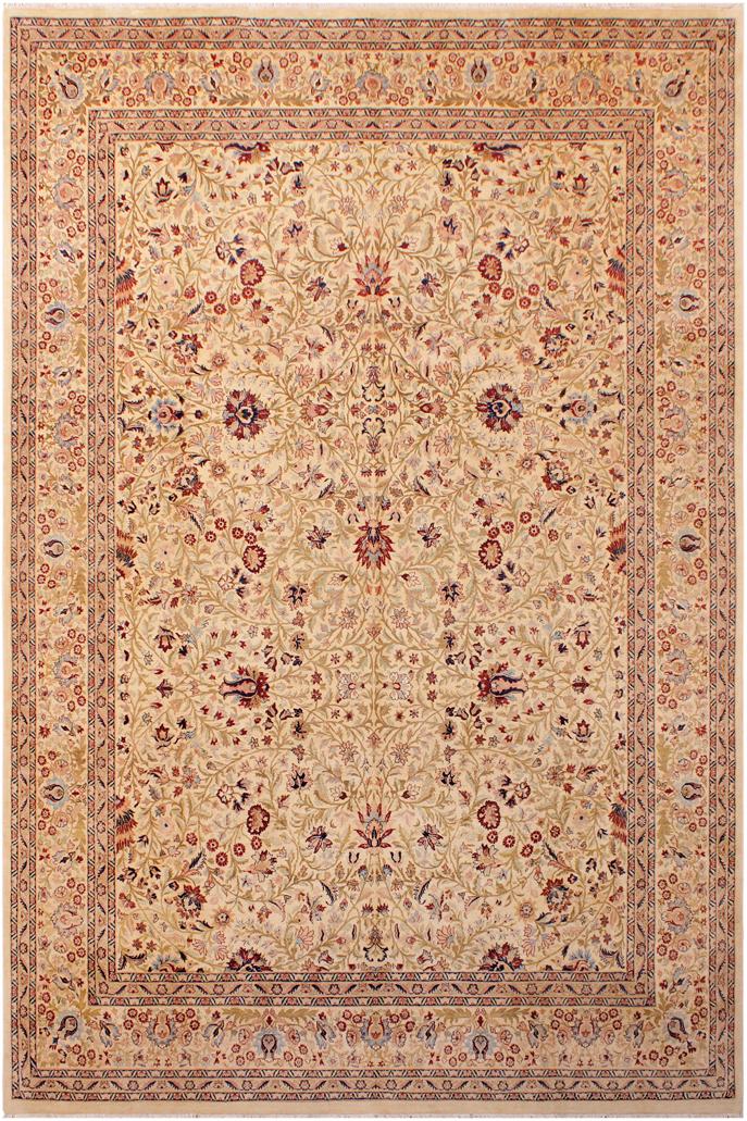 Traditional Tabriz Aida Beige Blue Hand Knotted Area rugs 9 x 12