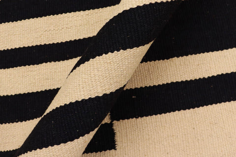 handmade Modern Kilim Beige Black Hand-Woven RECTANGLE 100% WOOL area rug 6' x 8'
