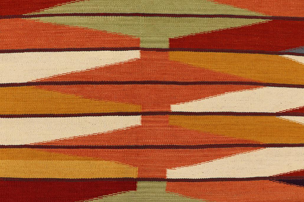 Flat Weave Kilim Antique Navaho Vintage handmade Modern Kilim Rust Beige Hand-Woven Rectangle 100% Wool Area Rug 5x8 