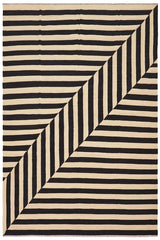 Flat Weave Kilim Antique Navaho Vintage handmade Modern Kilim Beige Black Hand-Woven Rectangle 100% Wool Area Rug 8x10 