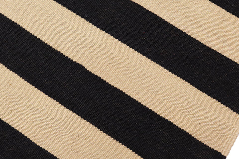 handmade Modern Kilim Beige Black Hand-Woven RECTANGLE 100% WOOL area rug 8' x 10'