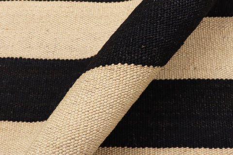 handmade Modern Kilim Beige Black Hand-Woven RECTANGLE 100% WOOL area rug 8' x 10'