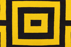 handmade Modern Kilim Gold Black Hand-Woven RECTANGLE 100% WOOL area rug 6' x 8'