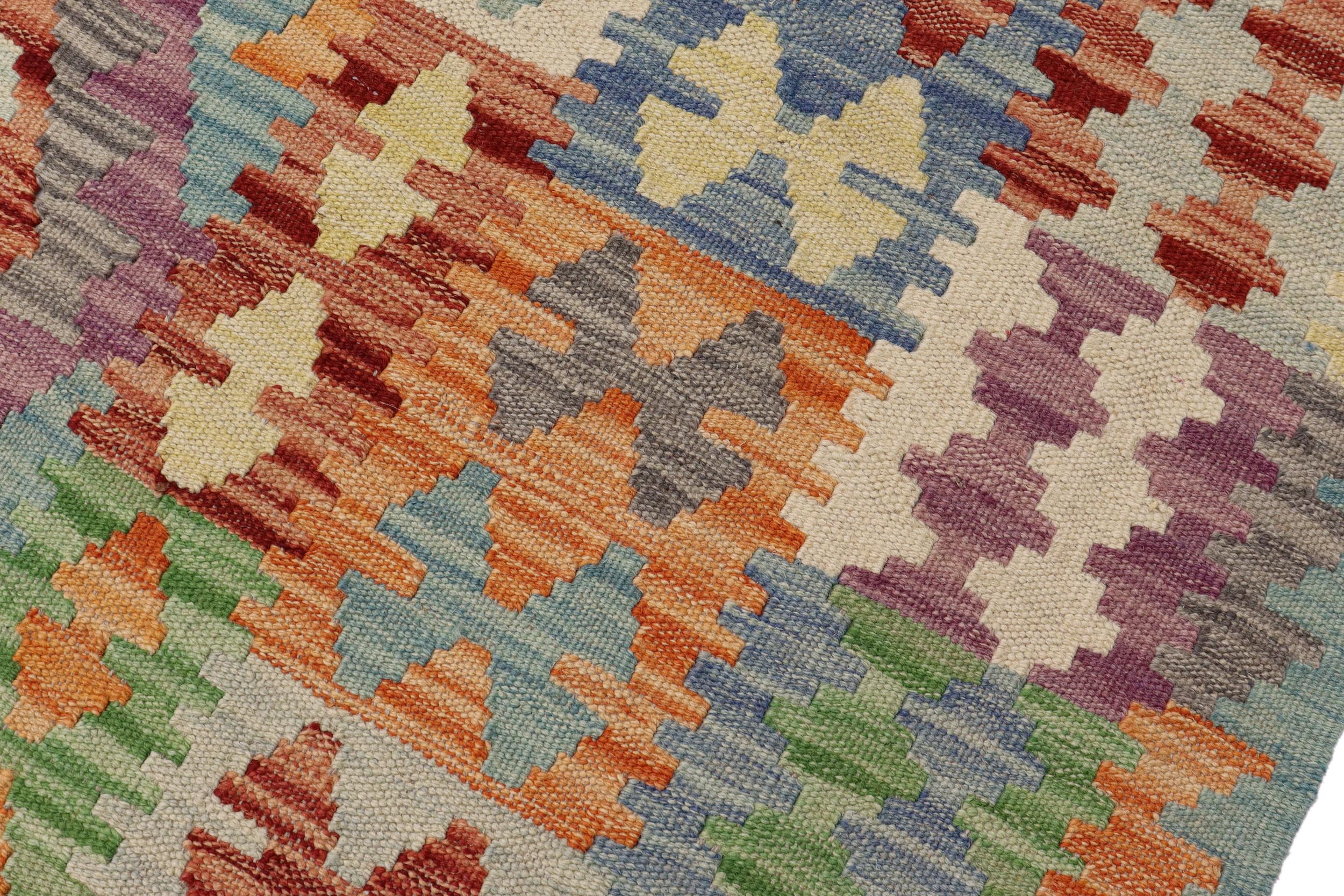 handmade Geometric Kilim Rust Blue Hand-Woven RECTANGLE 100% WOOL area rug 8 x 10