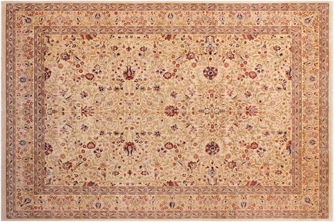 handmade Transitional Tabriz Beige Blue Hand Knotted RECTANGLE 100% WOOL area rug 9x12