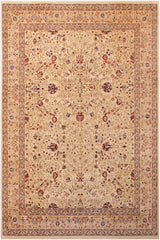 Traditional Tabriz Aida Beige Blue Hand Knotted Area rugs 9 x 12