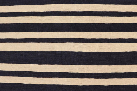 handmade Modern Kilim Beige Black Hand-Woven RECTANGLE 100% WOOL area rug 6' x 8'