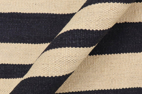 handmade Modern Kilim Beige Black Hand-Woven RECTANGLE 100% WOOL area rug 6' x 8'