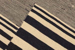 handmade Modern Kilim Beige Black Hand-Woven RECTANGLE 100% WOOL area rug 6x8