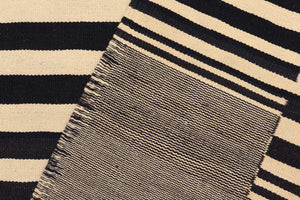 handmade Modern Kilim Beige Black Hand-Woven RECTANGLE 100% WOOL area rug 6x8
