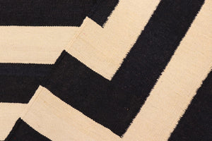 handmade Modern Kilim Beige Black Hand-Woven RECTANGLE 100% WOOL area rug 6x8