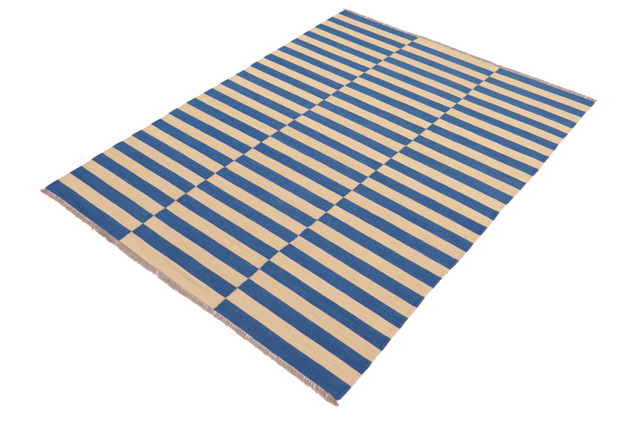 handmade Modern Kilim Black Beige Hand-Woven RECTANGLE 100% WOOL area rug 4' x 6'