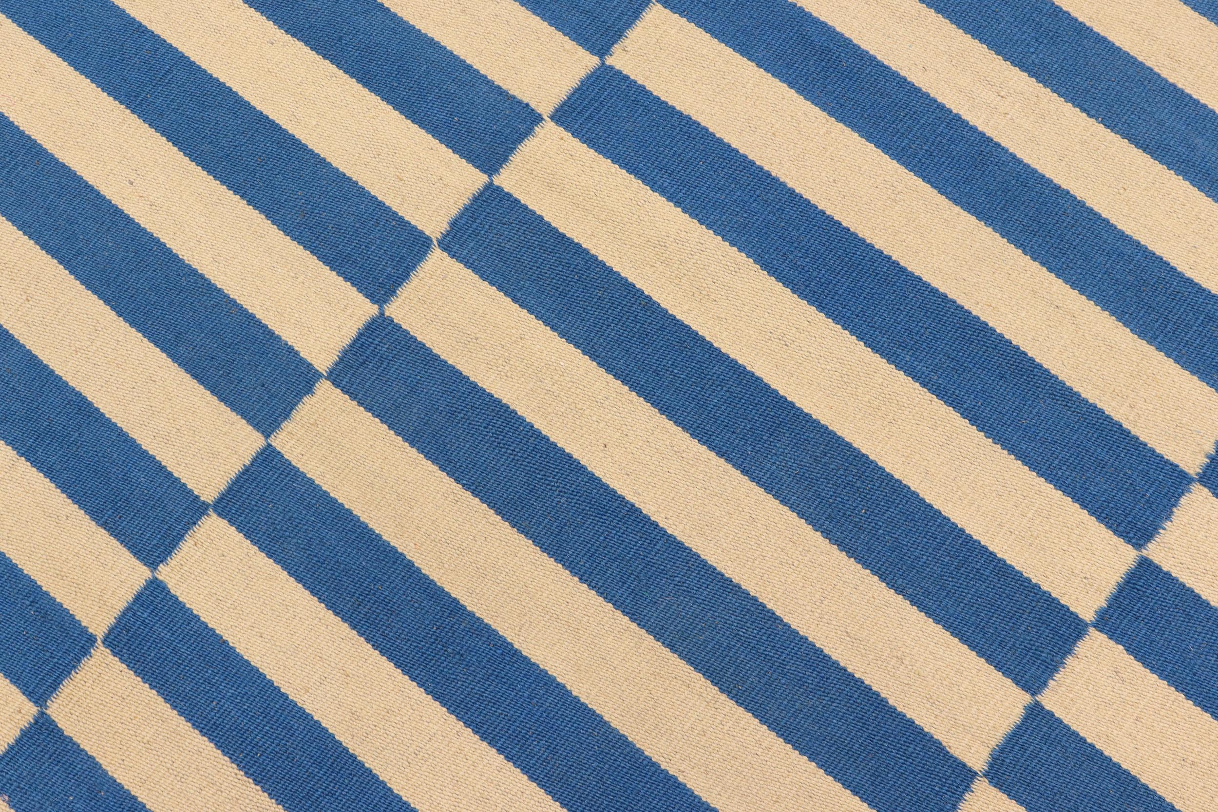 handmade Modern Kilim Black Beige Hand-Woven RECTANGLE 100% WOOL area rug 4' x 6'