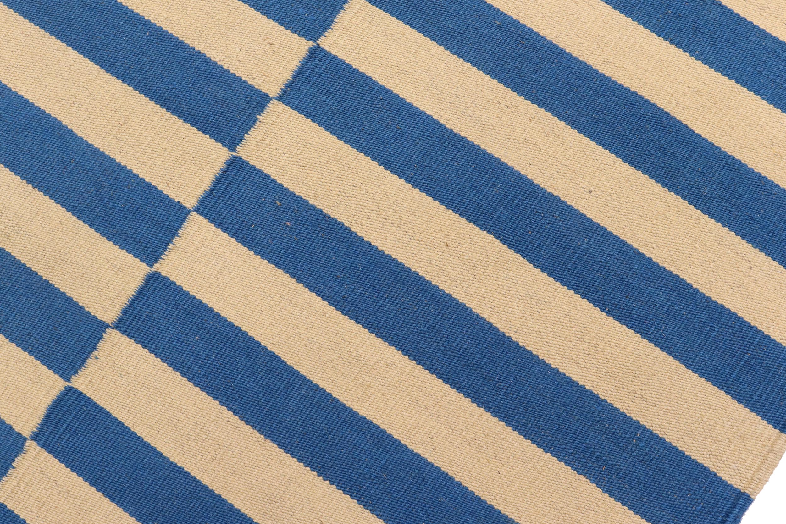 handmade Modern Kilim Black Beige Hand-Woven RECTANGLE 100% WOOL area rug 4' x 6'