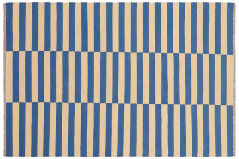 handmade Modern Kilim Black Beige Hand-Woven RECTANGLE 100% WOOL area rug 4' x 6'