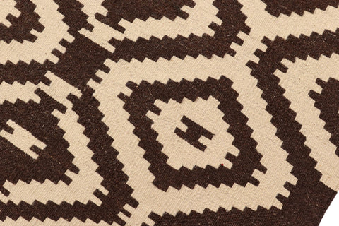 handmade Modern Kilim Beige Brown Hand-Woven RECTANGLE 100% WOOL area rug 5' x 7'
