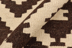 handmade Modern Kilim Beige Brown Hand-Woven RECTANGLE 100% WOOL area rug 5' x 7'