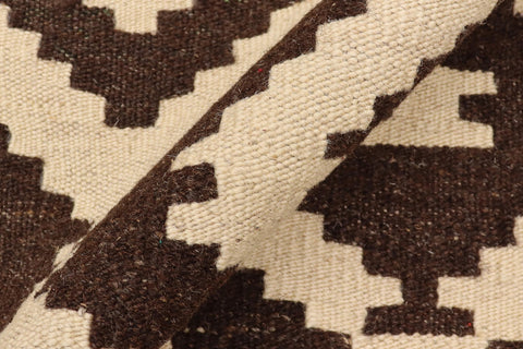 handmade Modern Kilim Beige Brown Hand-Woven RECTANGLE 100% WOOL area rug 5' x 7'