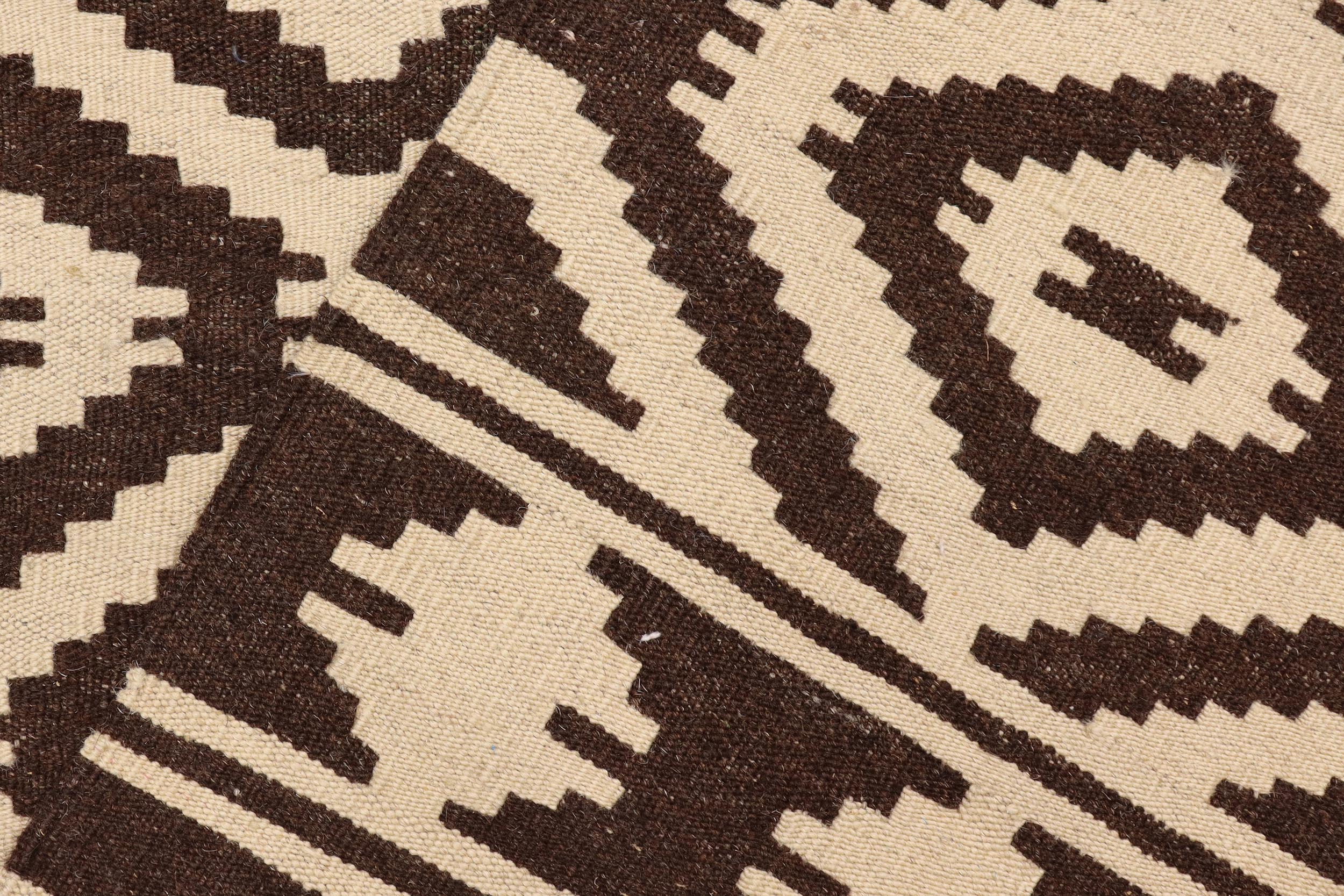 handmade Modern Kilim Beige Brown Hand-Woven RECTANGLE 100% WOOL area rug 5' x 7'