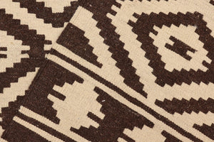 handmade Modern Kilim Beige Brown Hand-Woven RECTANGLE 100% WOOL area rug 5' x 7'